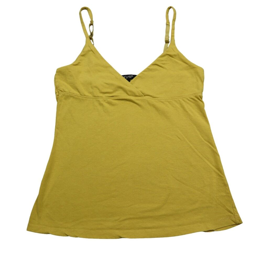 Kys Shirt Womens L Yellow Plain Sleeveless V Neck Pullover Casual Tank Top